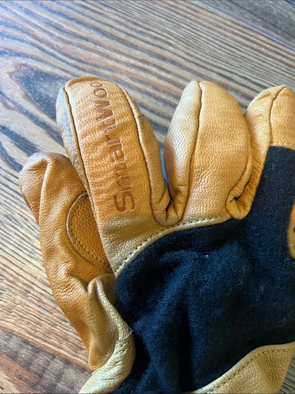 Smartwool Tan and Black Leather Work Gloves